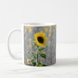 Ein Feld der Sonnenblumen in Schwarz und Weiß Kaffeetasse