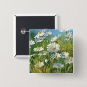 Ein Feld der weißen Gänseblümchen Button (Vorne & Hinten)