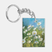 Ein Feld der weißen Gänseblümchen Schlüsselanhänger (Vorderseite links)