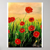 Ein Feld roter Mohnblumen Poster (Vorne)