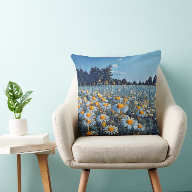 Ein Feld voller blühender Kampomilen Kissen (Stuhl )