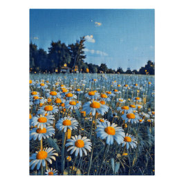 Ein Feld voller blühender Kampomilen Poster