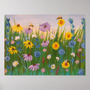 Ein Feld voller Wildblumen Poster