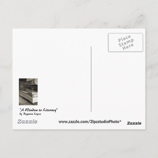 Ein Fenster zur Alphabetisierung Postkarte (Rückseite)