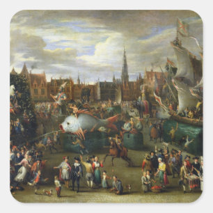 Ein Festival in Antwerpen Quadratischer Aufkleber