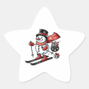Ein festlicher Schneemann, der dem Schneemann den Stern-Aufkleber