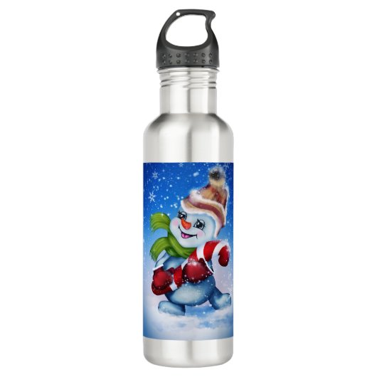 Ein festlicher Schneemann Edelstahlflasche (Vorderseite)