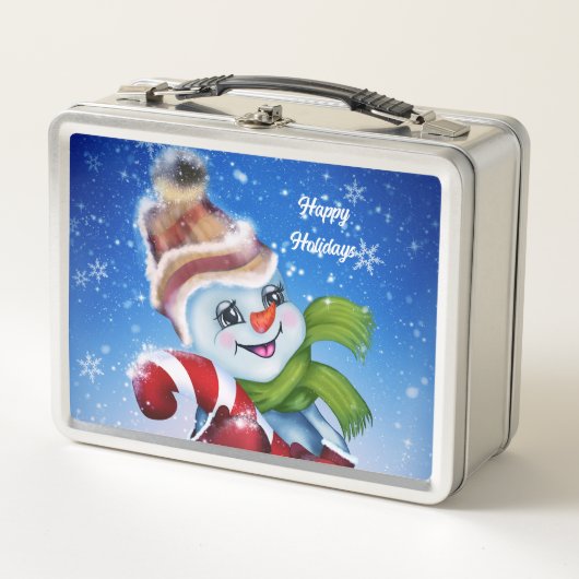 Ein festlicher Schneemann Metall Brotdose (Vorderseite)