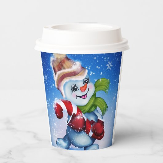 Ein festlicher Schneemann Pappbecher (Rückseite)