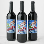 Ein festlicher Schneemann Weinetikett (Flaschen)