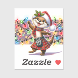 Ein festlicher schottischer Weihnachtsotter Aufkleber