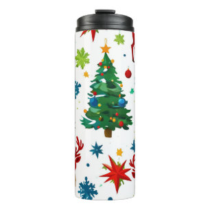 Ein festliches Weihnachtsmuster digitale Kunst Thermosbecher