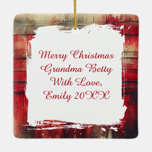 Ein festliches Weiß-Pferd und ein Winterschlaf Wei Keramikornament (Rückseite)