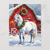 Ein festliches Weiß-Pferd und ein Winterschlaf Wei Postkarte (Vorderseite)