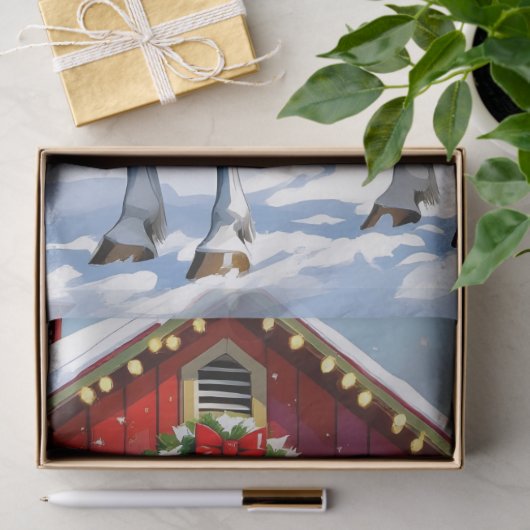 Ein festliches Weiß-Pferd und ein Winterschlaf Wei Seidenpapier (Geschenk)