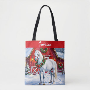 Ein festliches Weiß-Pferd und ein Winterschlaf Wei Tasche