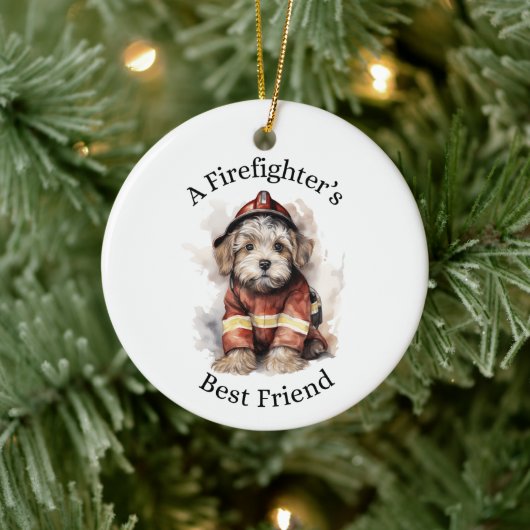 Ein Feuerwehrhund, der der beste Freund ist Keramik Ornament (Baum)