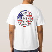 Ein Feuerwehrmann 9/11 vergessen nie 343 T-Shirt (Rückseite)