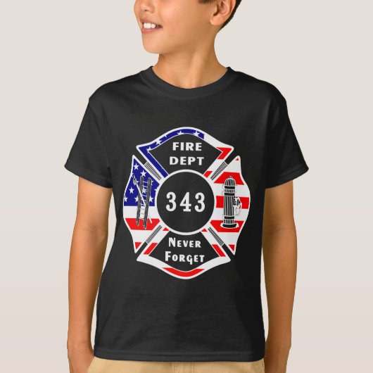 Ein Feuerwehrmann 9/11 vergessen nie 343 T-Shirt (Vorderseite)