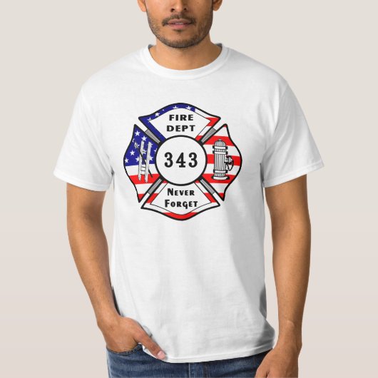 Ein Feuerwehrmann 9/11 vergessen nie 343 T-Shirt (Vorderseite)