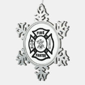 Ein Feuerwehrmann Schneeflocken Zinn-Ornament (Rechts)