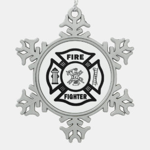Ein Feuerwehrmann Schneeflocken Zinn-Ornament