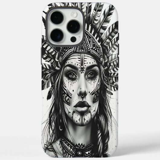 Ein feuriger indischer Krieger mit Federn Case-Mate iPhone Hülle (Rückseite)