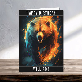 Ein fierce Fiery Bären Happy Birthday Name Karte