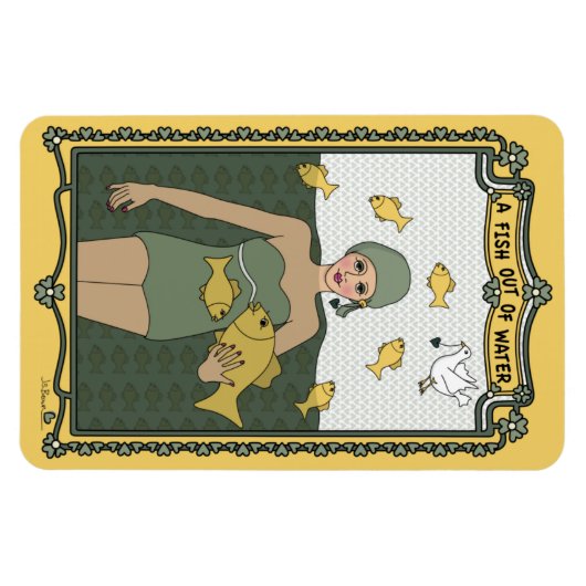 Ein Fisch außerhalb des Wassers_C_4x6 Kühlschrank Magnet (Horizontal)