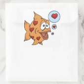Ein Fisch in Liebe - Quadratischer Aufkleber (Tasche)