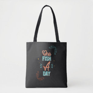Ein Fisch pro Tag Lettering Tasche