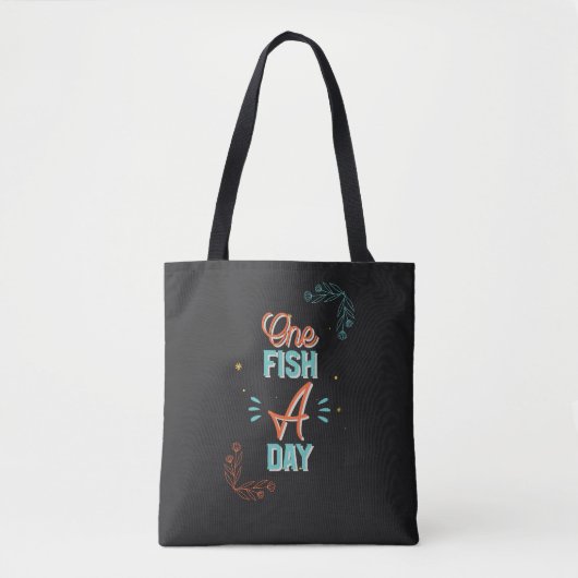 Ein Fisch pro Tag Lettering Tasche (Vorderseite)