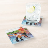 Ein Fisch von R.J. Cavaliere Glasuntersetzer (Schrägansicht)