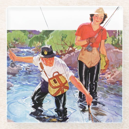 Ein Fisch von R.J. Cavaliere Glasuntersetzer (Vorderseite)