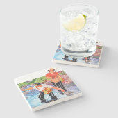 Ein Fisch von R.J. Cavaliere Steinuntersetzer (Seitenansicht)