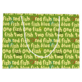 Ein Fisch Zwei Fisch Typografie-Muster Große Geschenktüte (Rückseite)