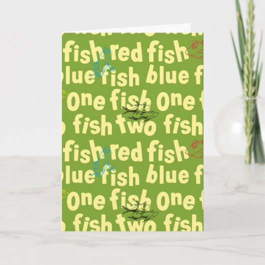 Ein Fisch Zwei Fisch Typografie-Muster Karte (Vorderseite)