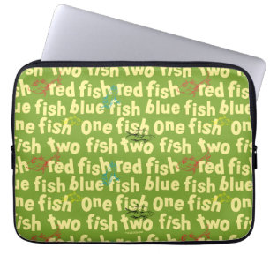 Ein Fisch Zwei Fisch Typografie Muster Laptopschutzhülle