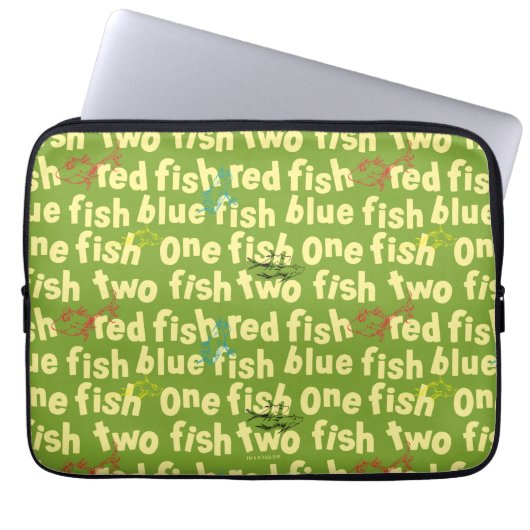 Ein Fisch Zwei Fisch Typografie Muster Laptopschutzhülle (Vorderseite)
