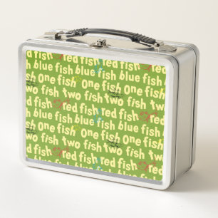 Ein Fisch Zwei Fisch Typografie-Muster Metall Brotdose