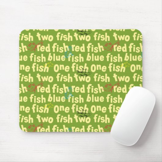 Ein Fisch Zwei Fisch Typografie-Muster Mousepad (Mit Mouse)
