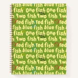 Ein Fisch Zwei Fisch Typografie Muster Notizblock