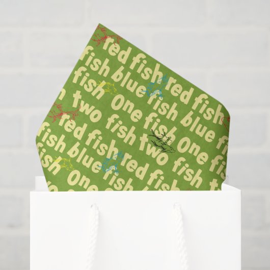 Ein Fisch Zwei Fisch Typografie Muster Seidenpapier (Geschenktüte)