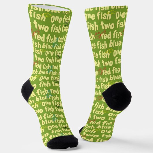 Ein Fisch Zwei Fisch Typografie Muster Socken (Gewinkelt)