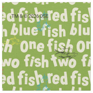 Ein Fisch Zwei Fisch Typografie Muster Stoff