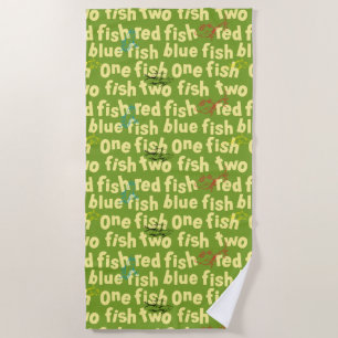 Ein Fisch Zwei Fisch Typografie Muster Strandtuch