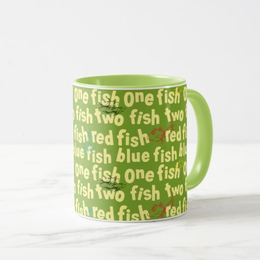 Ein Fisch Zwei Fisch Typografie Muster Tasse (VorderseiteRechts)
