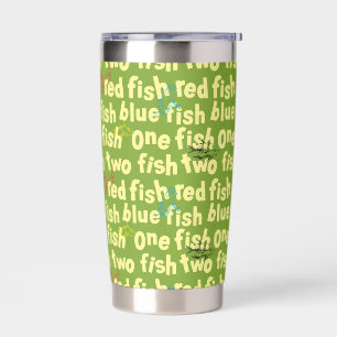 Ein Fisch Zwei Fisch Typografie-Muster Thermobecher