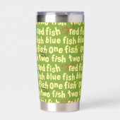 Ein Fisch Zwei Fisch Typografie-Muster Thermobecher (Vorderseite)
