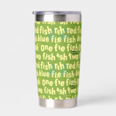 Ein Fisch Zwei Fisch Typografie-Muster Thermobecher (Rechts)